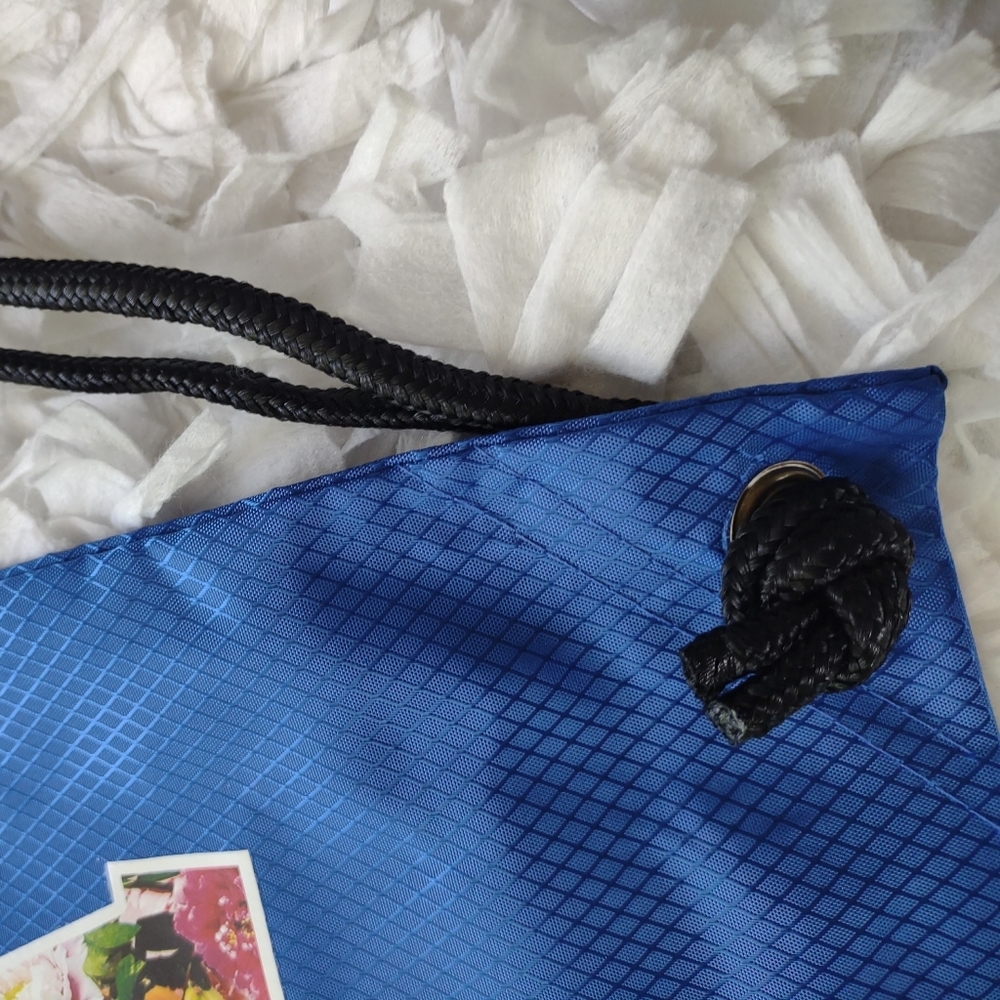 "PINK" Drawstring Backpack, Blue, New - Picture 6 of 8